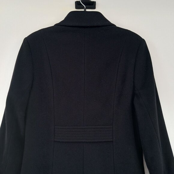 Brook Taverner Wool Cashmere Overcoat Black BURLINGTON Made In Italy Size 8 - Picture 6 of 14